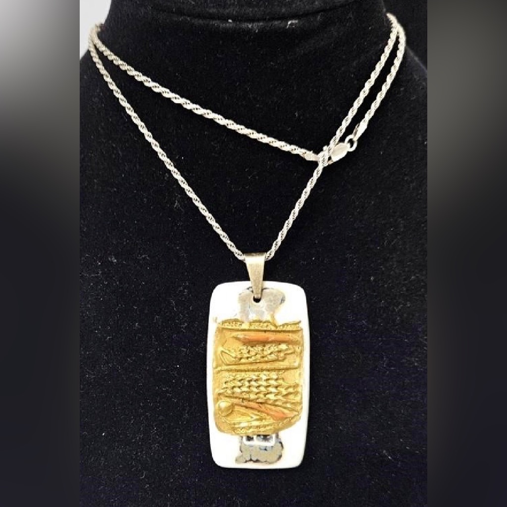 Vintage Royal Copenhagen Anton Michelsen Pendant Chain Necklace Gold Handpainted 182$